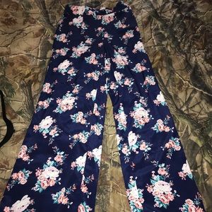 Wide leg floral dress pants